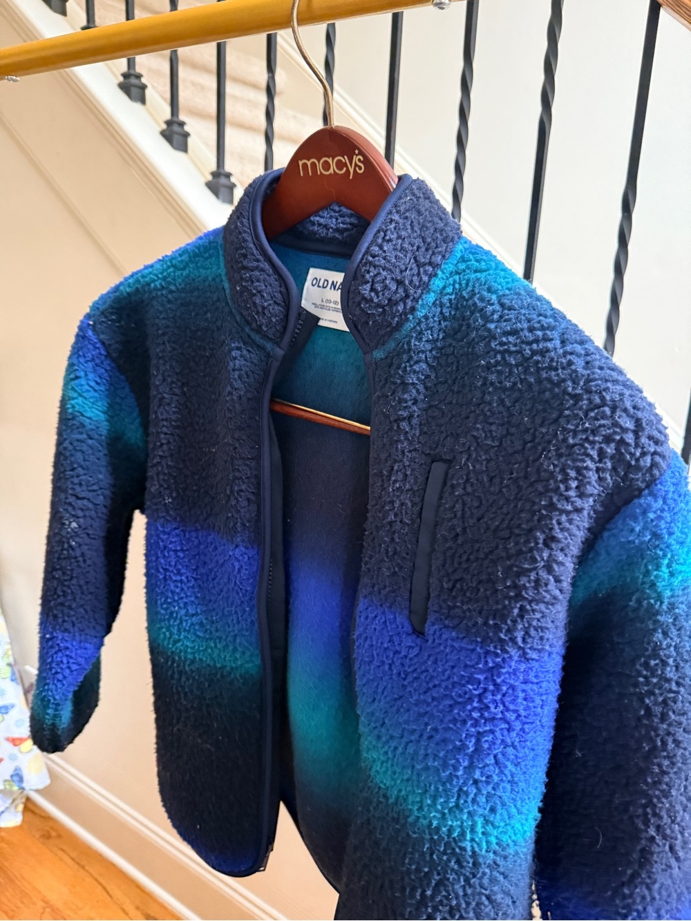 Old Navy Kids Blue and Teal Ombre Sherpa Puffer Jacket